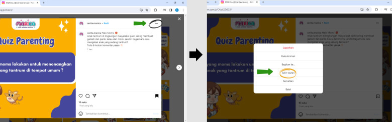 4. Klik “titik tiga” yang berada di atas pojok kanan lalu, klik “salin tautan