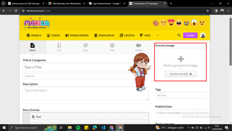 15. Berikan Gambar Sampul Priview Unggahan