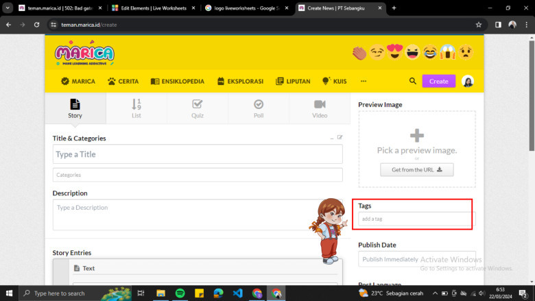 16. Berikan Tags sesuai dengan jenis unggahan