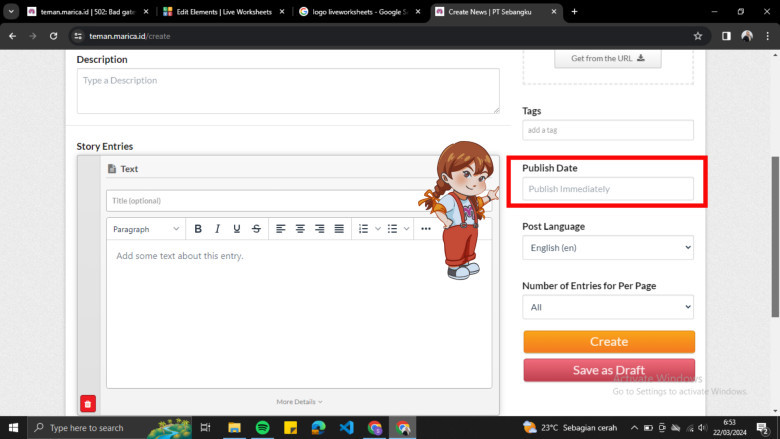 17. Berikan Tanggal Unggahan