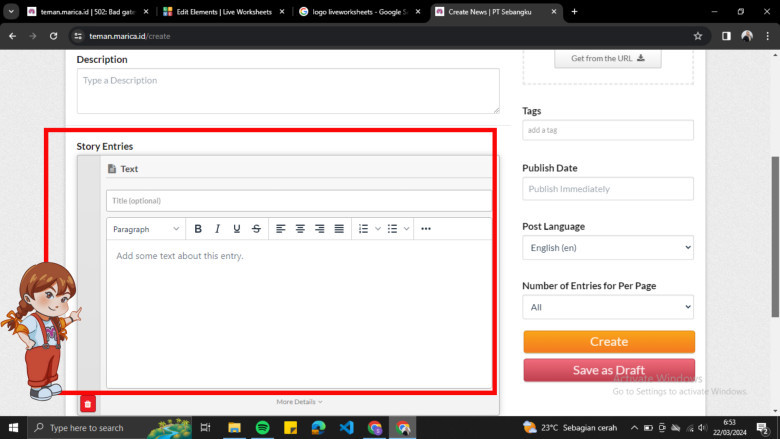 6. Buatlah kalimat pembukaan untuk menjelaskan secara menyeluruh tentang konten yang diunggah