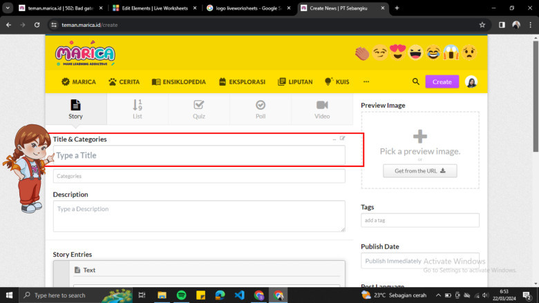 3. Berikanlah judul yang sesuai dengan konten yang akan diunggah
