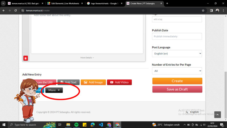 7. Tekan Button More