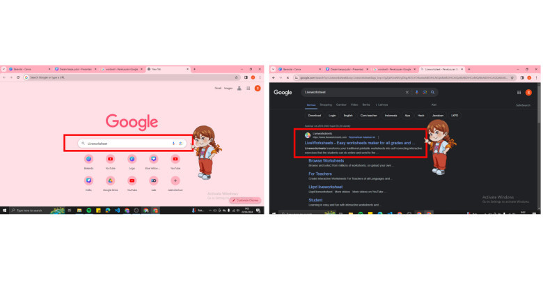 9. Telusuri Website Linkworksheet untuk mendapatkan link Iframe